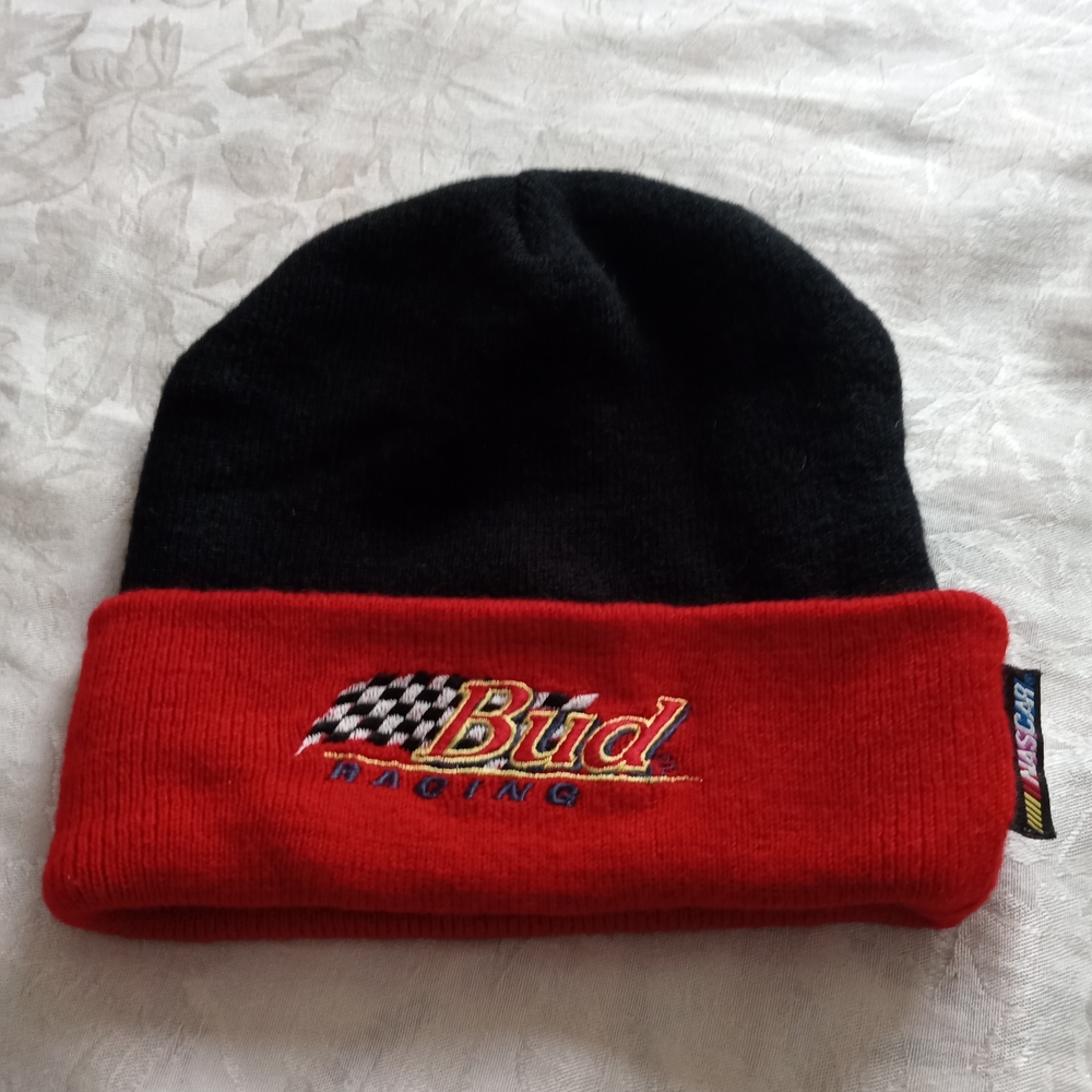 Nascar Bud Racing Black and Red Beanie